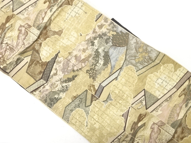 本場筑前博多　屏風絵模様織り出し　名古屋帯